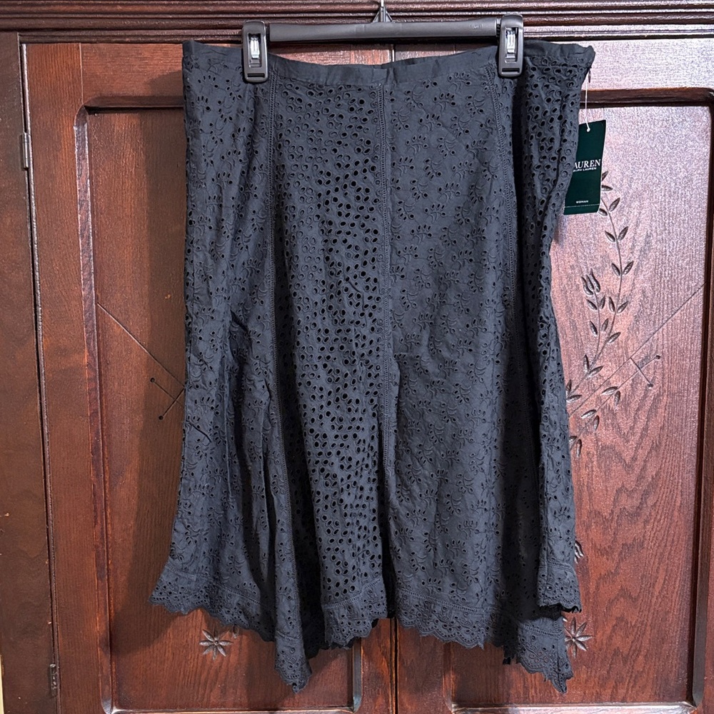 NWT Lauren Ralph Lauren Black Midi Skirt